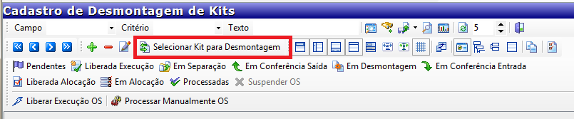 Botón SELECCIONAR KIT DE DESMONTAJE